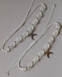Choker Makramowy Lunula Talisman Kremowy Złoty/Srebrny
